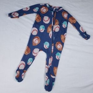 Posh Peanut Baseball Footed Sleeper Pajamas Footie Bamboo 0-3 Months